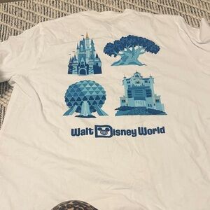 Disney parks  White Tee with Blue Park Icons